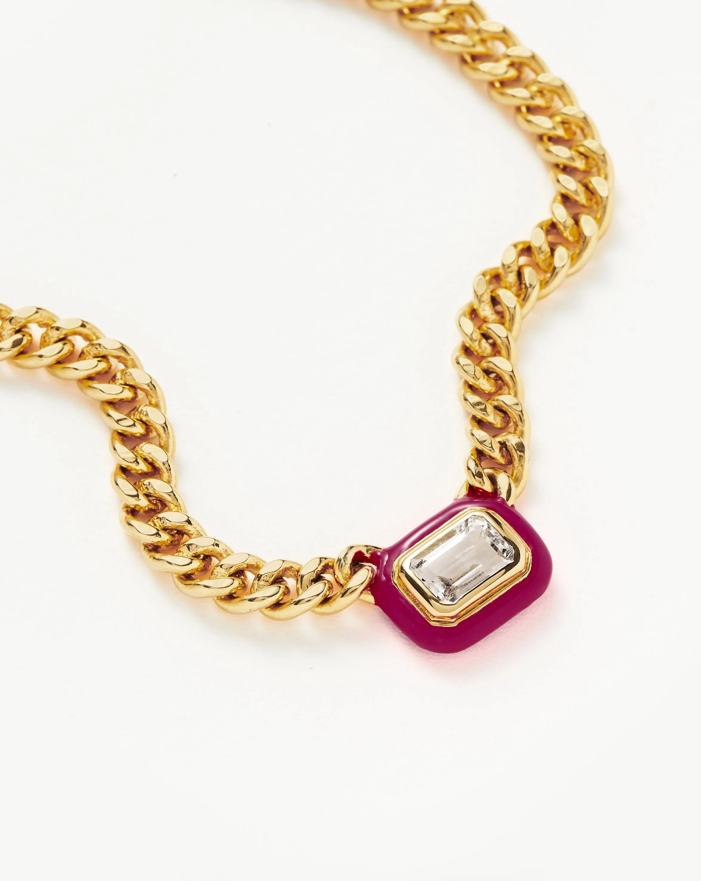 Enamel & Stone Floating Pendant Chain Necklace | 18k Gold Plated/White Cubic Zirconia