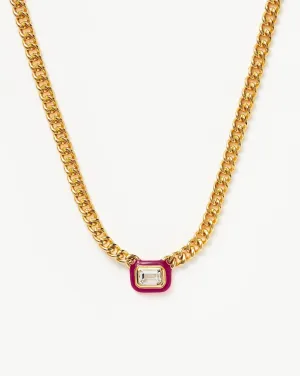 Enamel & Stone Floating Pendant Chain Necklace | 18k Gold Plated/White Cubic Zirconia