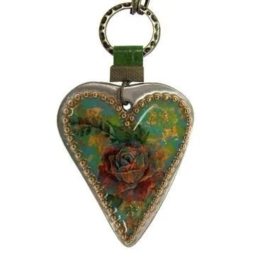 Enamel Heart Necklace With Pearls