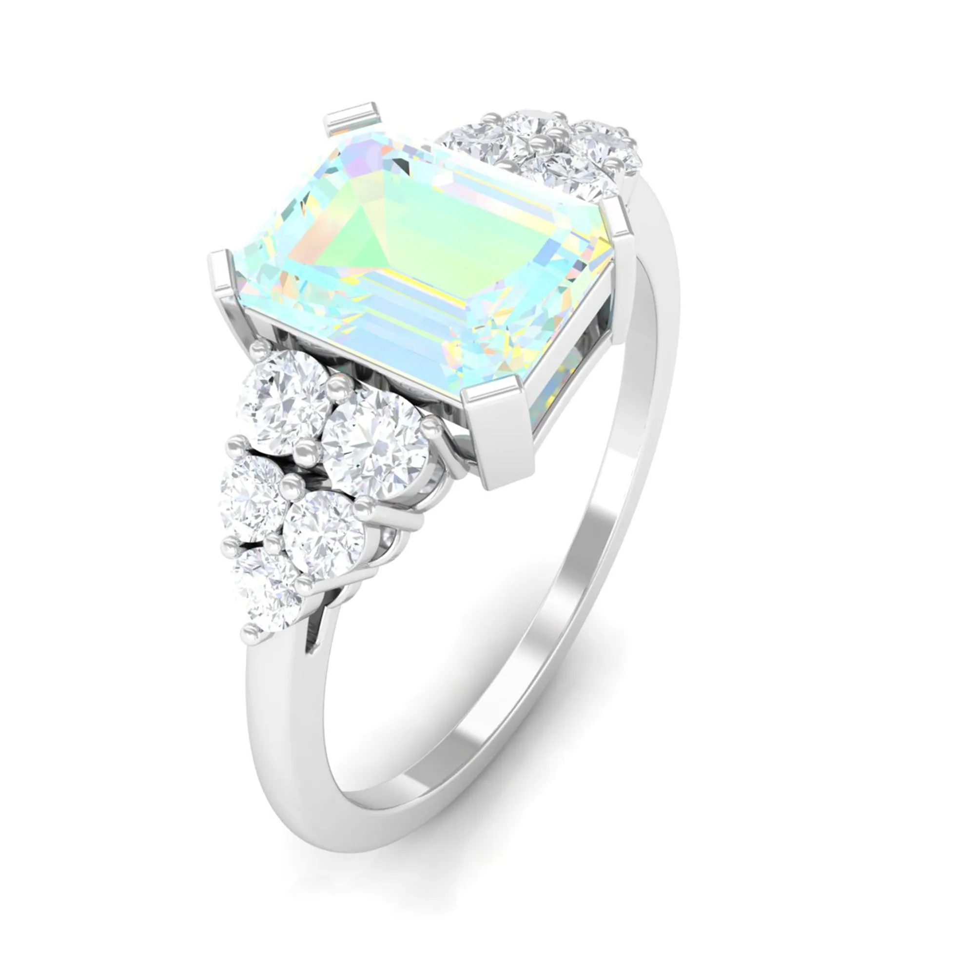 Ethiopian Opal and Diamond Designer Engagement Ring