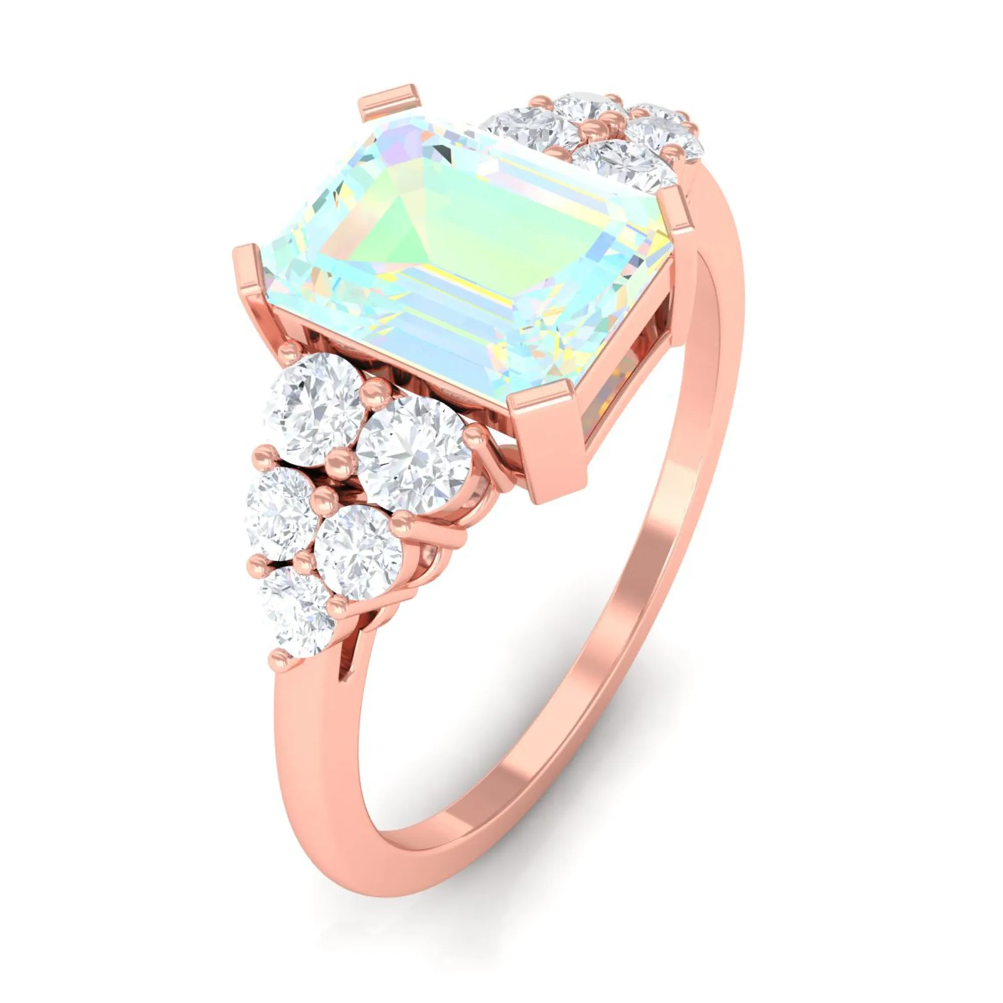 Ethiopian Opal and Diamond Designer Engagement Ring