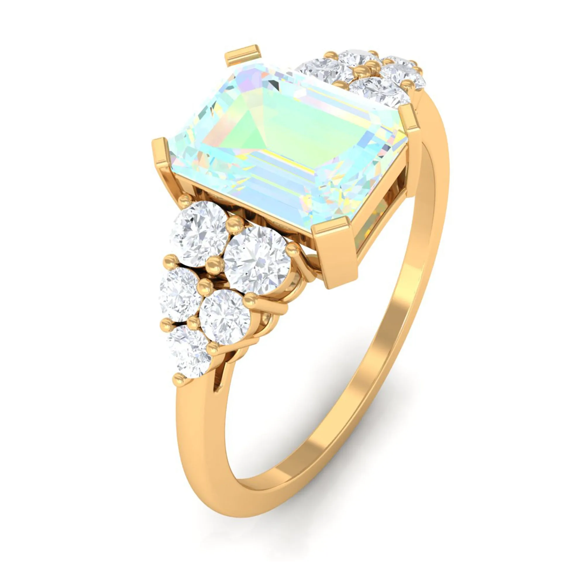 Ethiopian Opal and Diamond Designer Engagement Ring