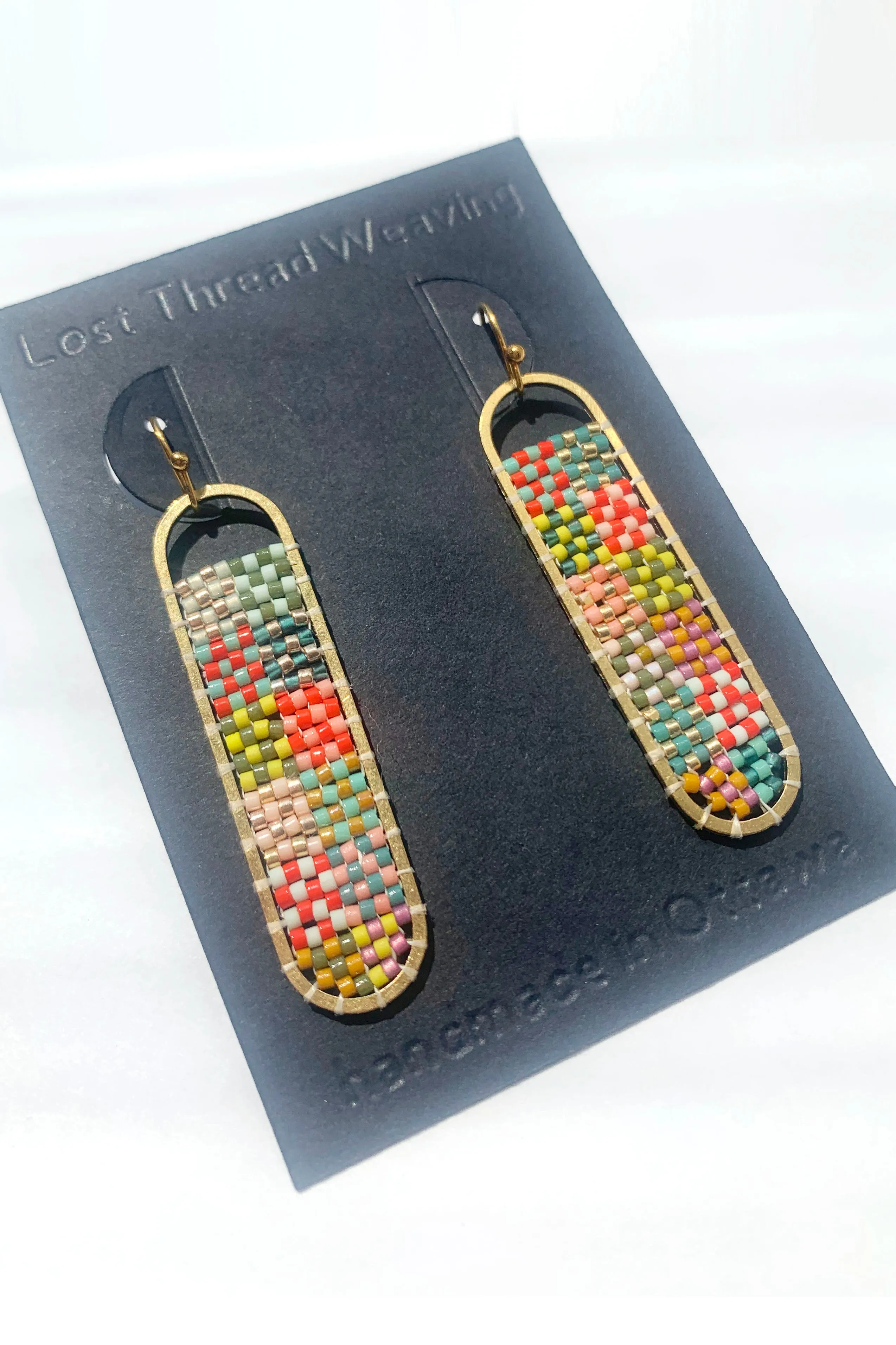 Freya -Plaid Hand Beaded Earrings