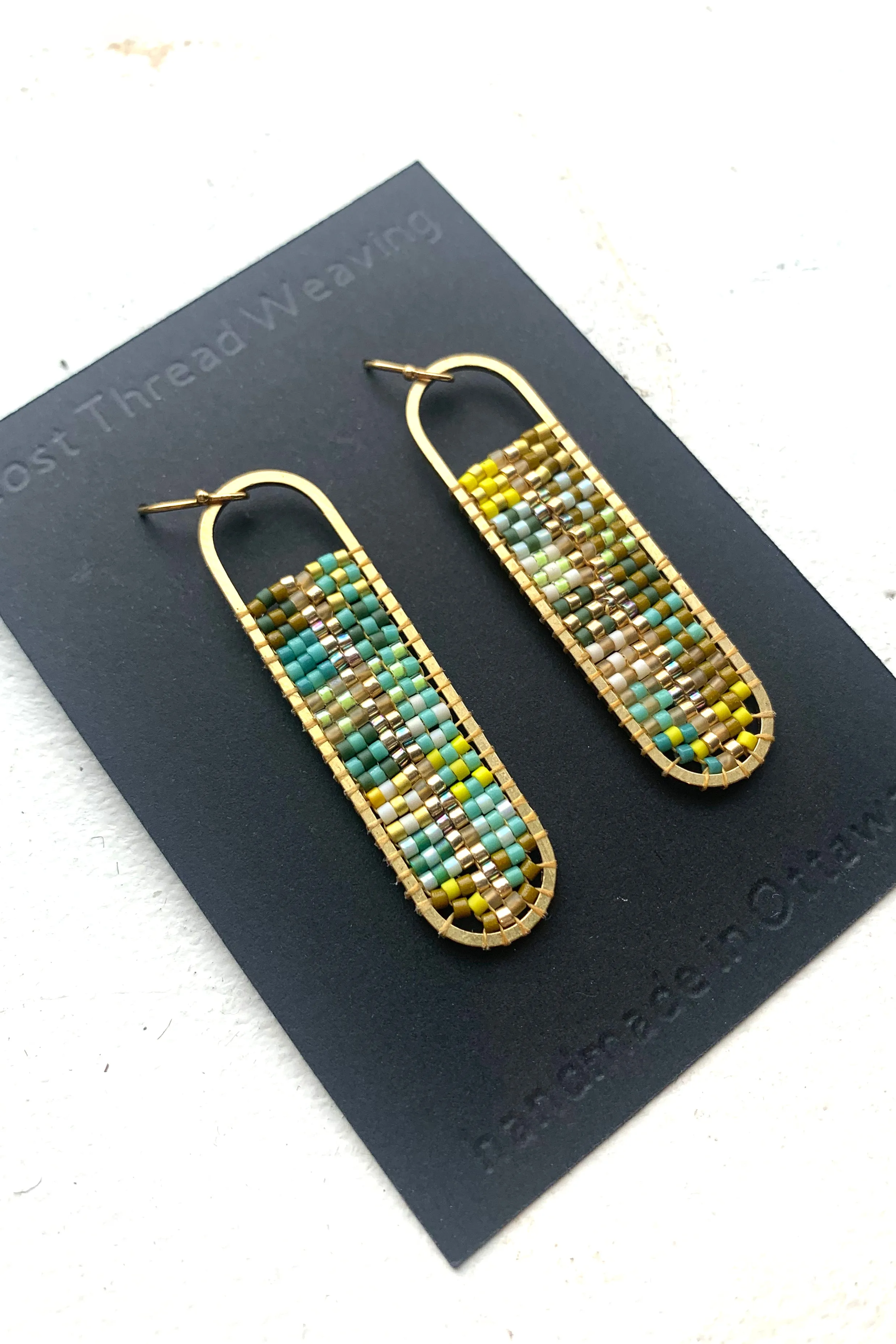 Freya -Plaid Hand Beaded Earrings