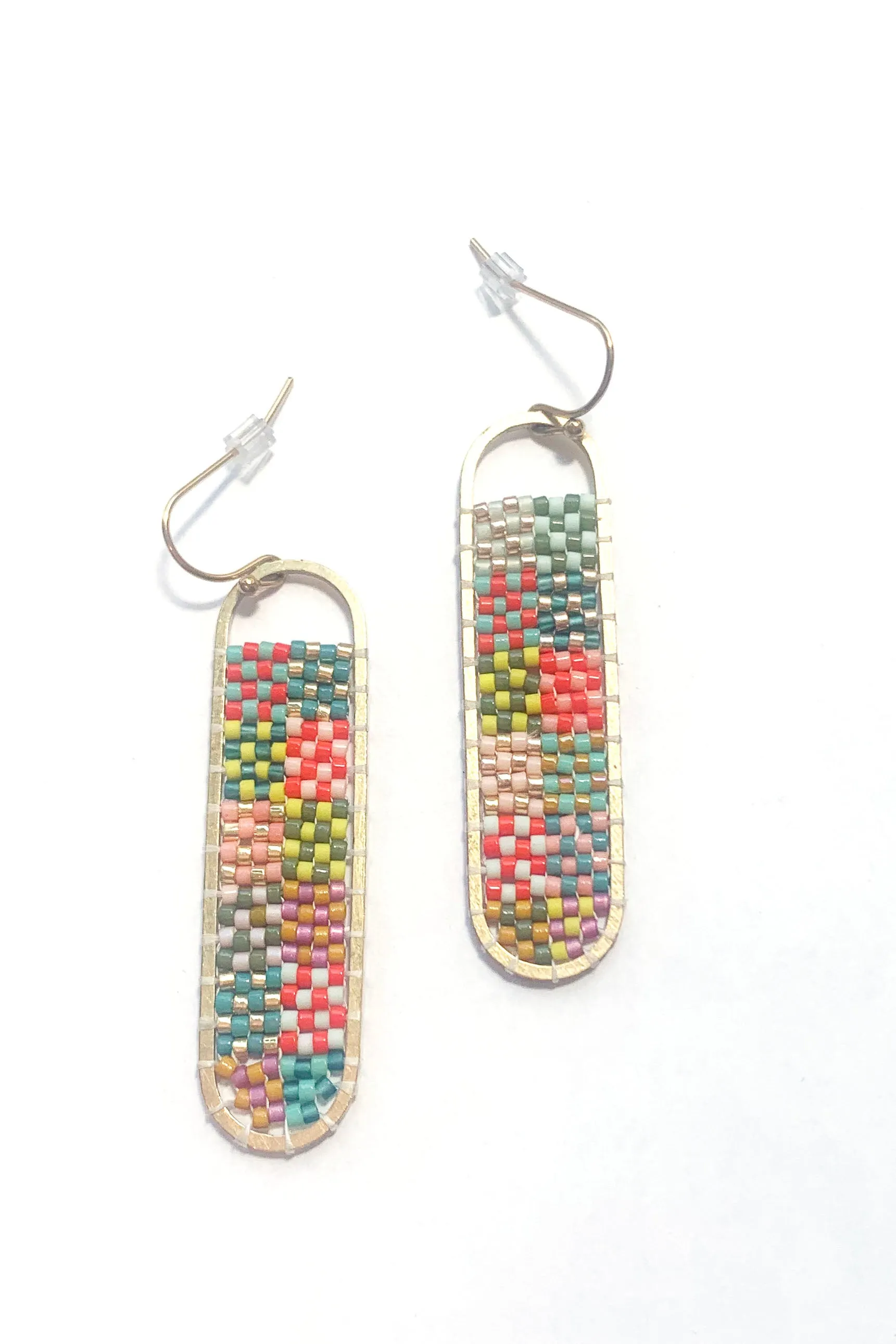 Freya -Plaid Hand Beaded Earrings