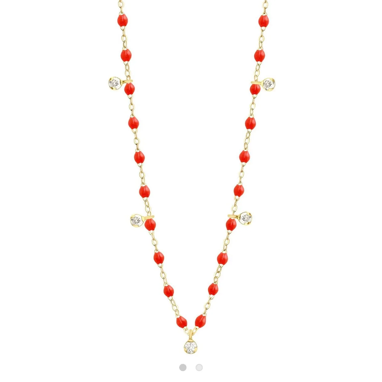 Gigi Supreme Classic 5 Diamond Necklace, Coral, Yellow Gold, 17.7"