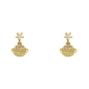 Gold Cubic Zirconia Star Dangle Earrings