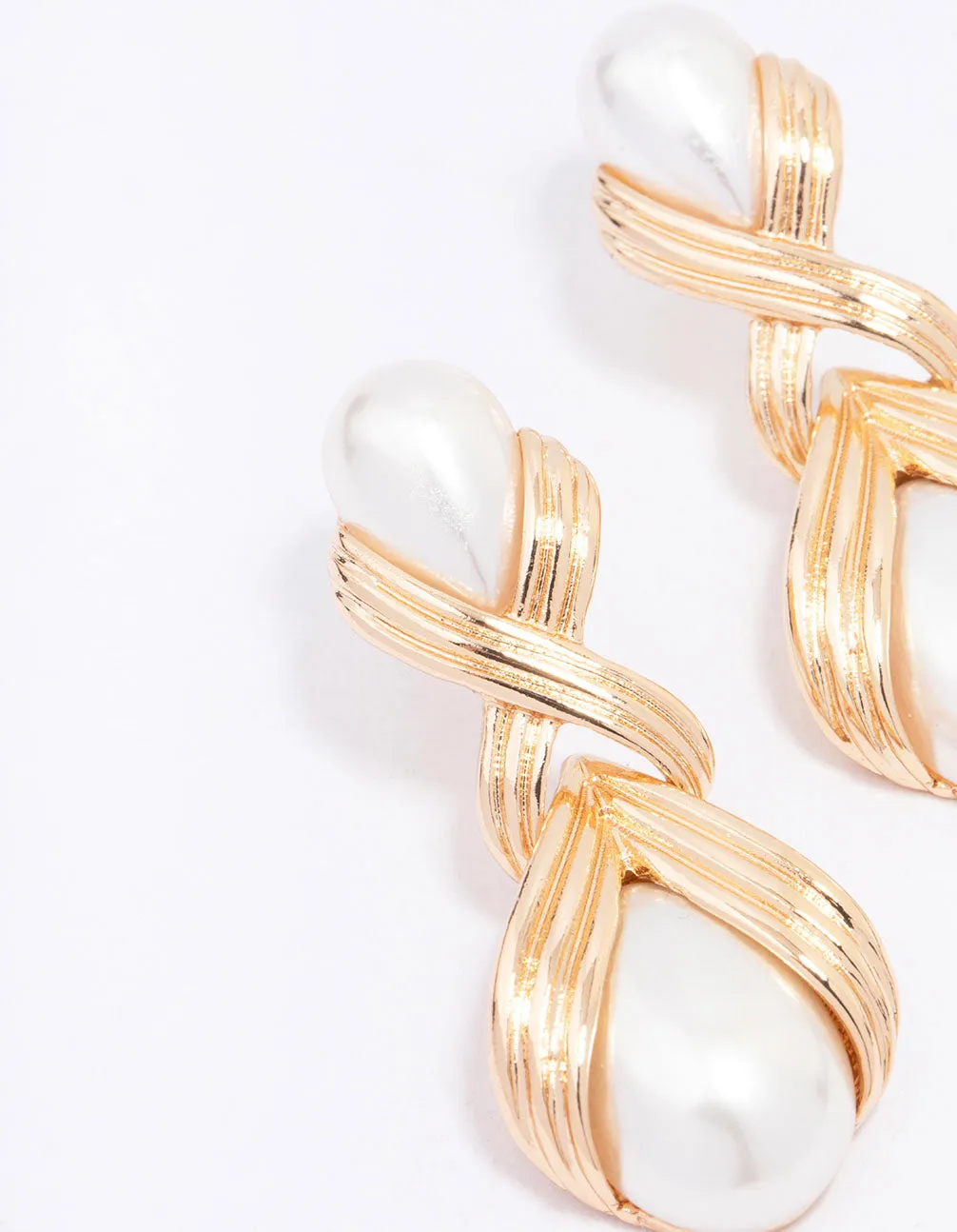 Gold Pearl Antique Drop Earrings