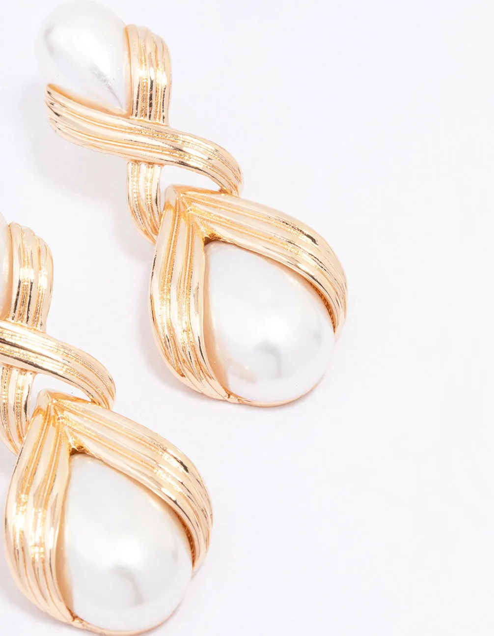 Gold Pearl Antique Drop Earrings