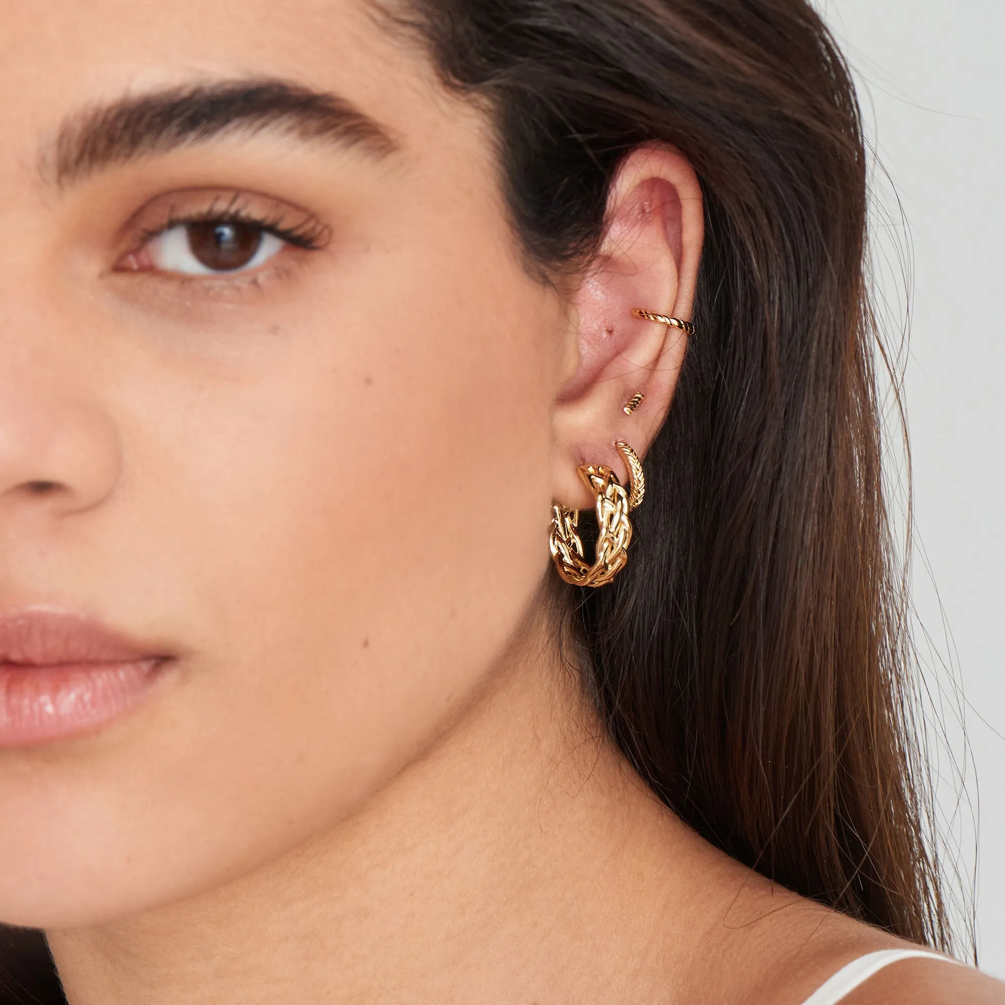 Gold Rope Chunky Hoop Earrings