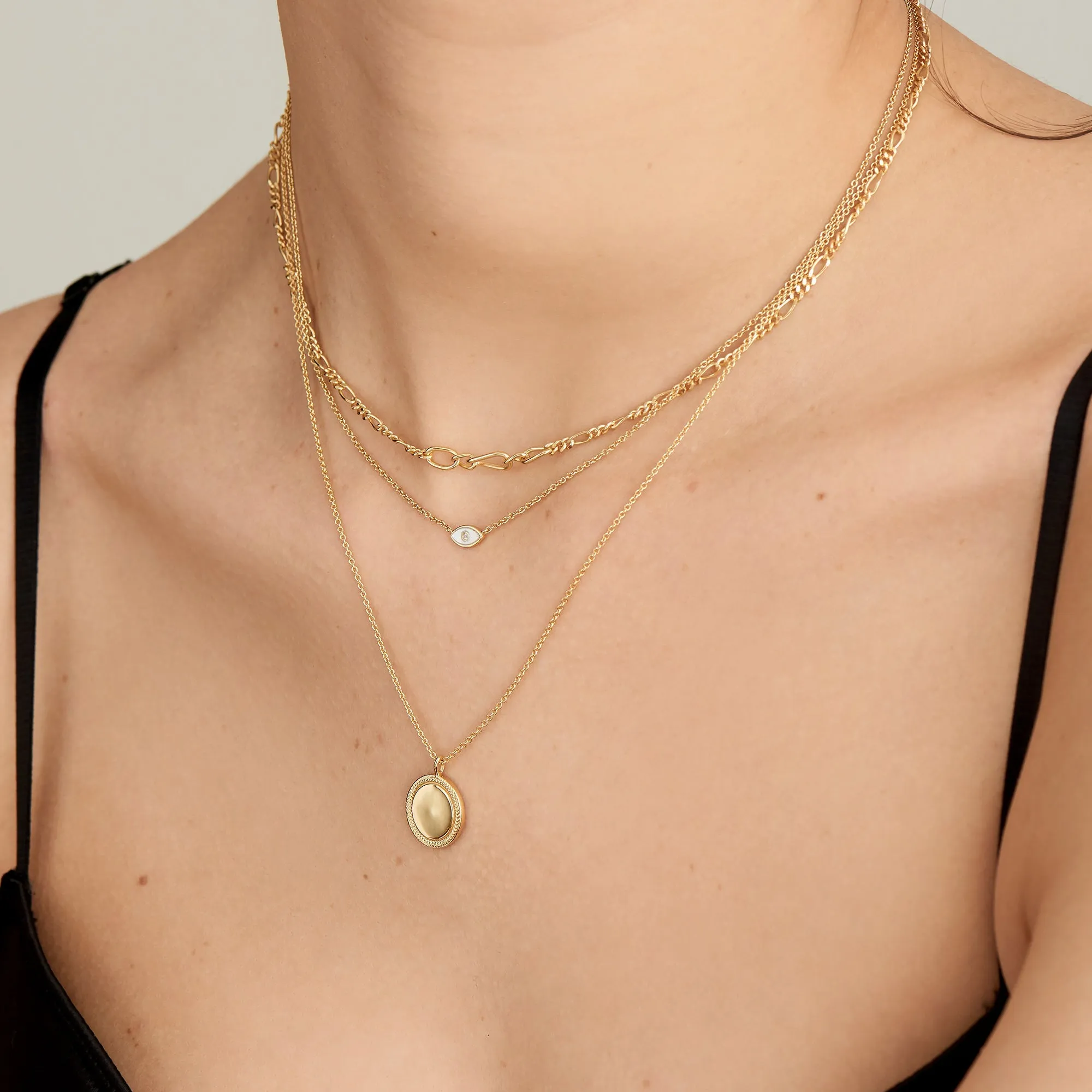 Gold Rope Disc Necklace