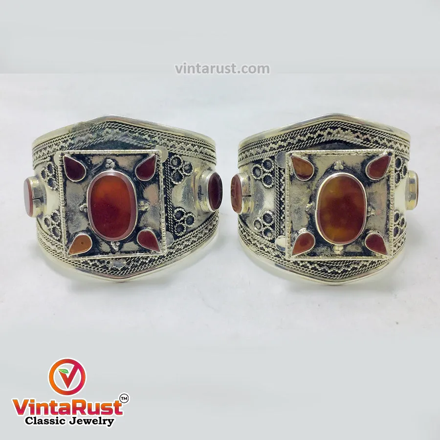 Handmade Boho Cuff Bracelet inlaid With Stones