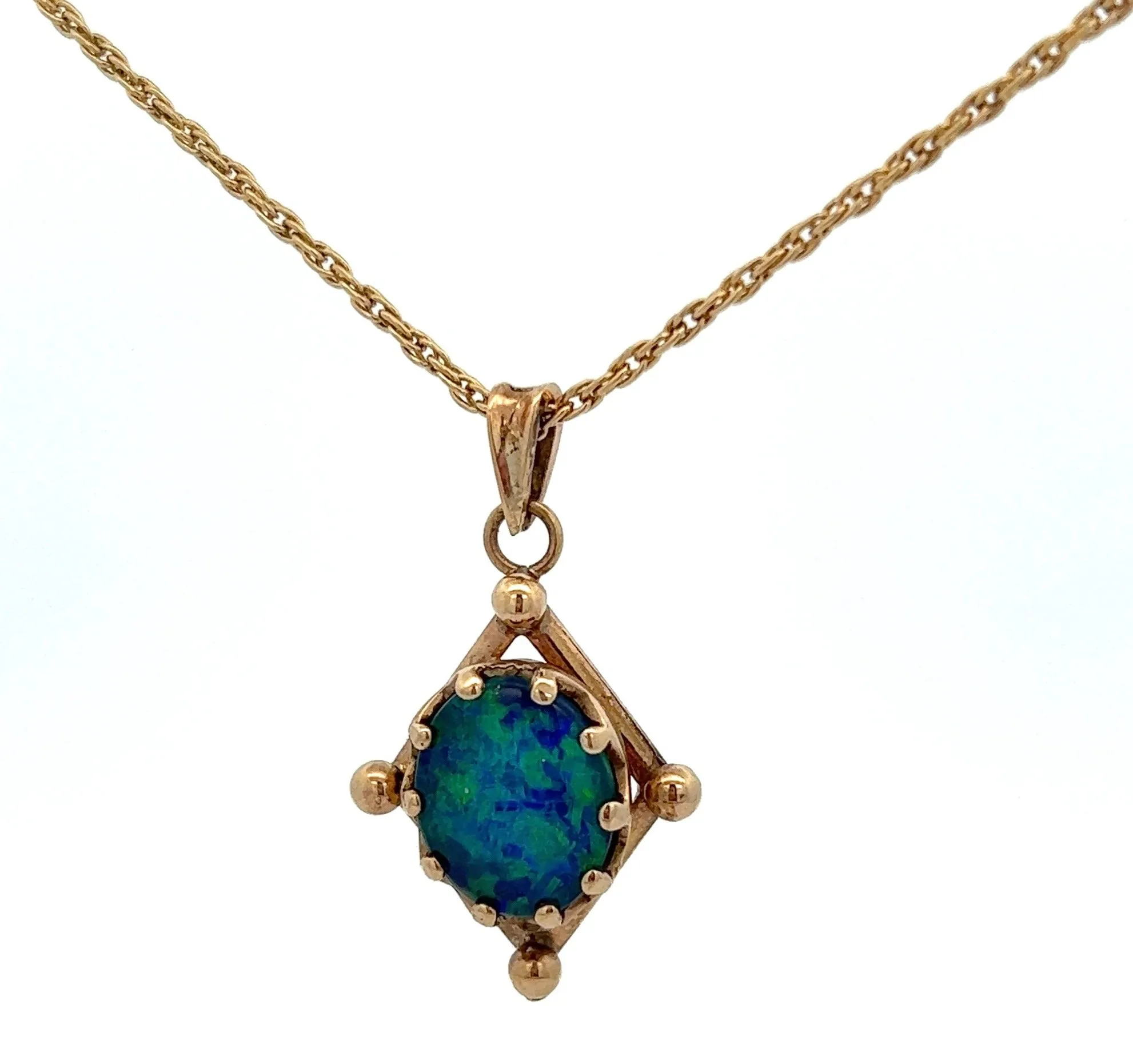 Handmade Opal Yellow Gold Pendant