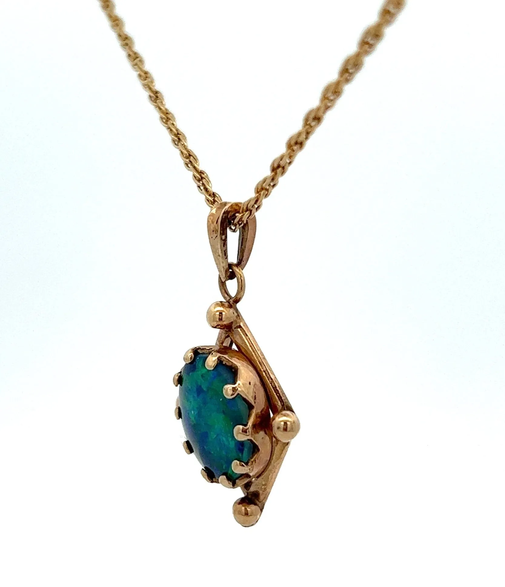 Handmade Opal Yellow Gold Pendant