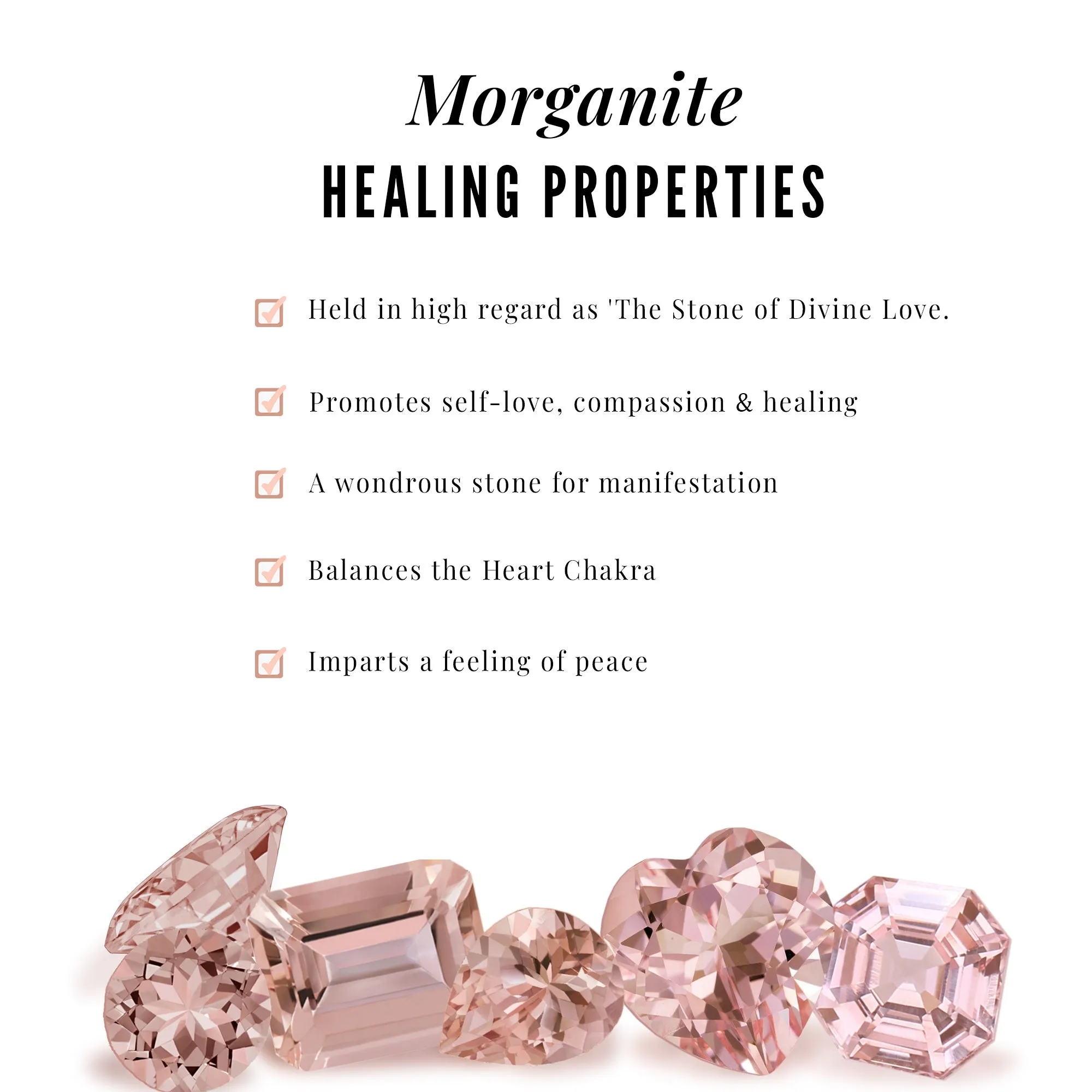 Heart Shape Morganite Stackable Ring Set with Diamond