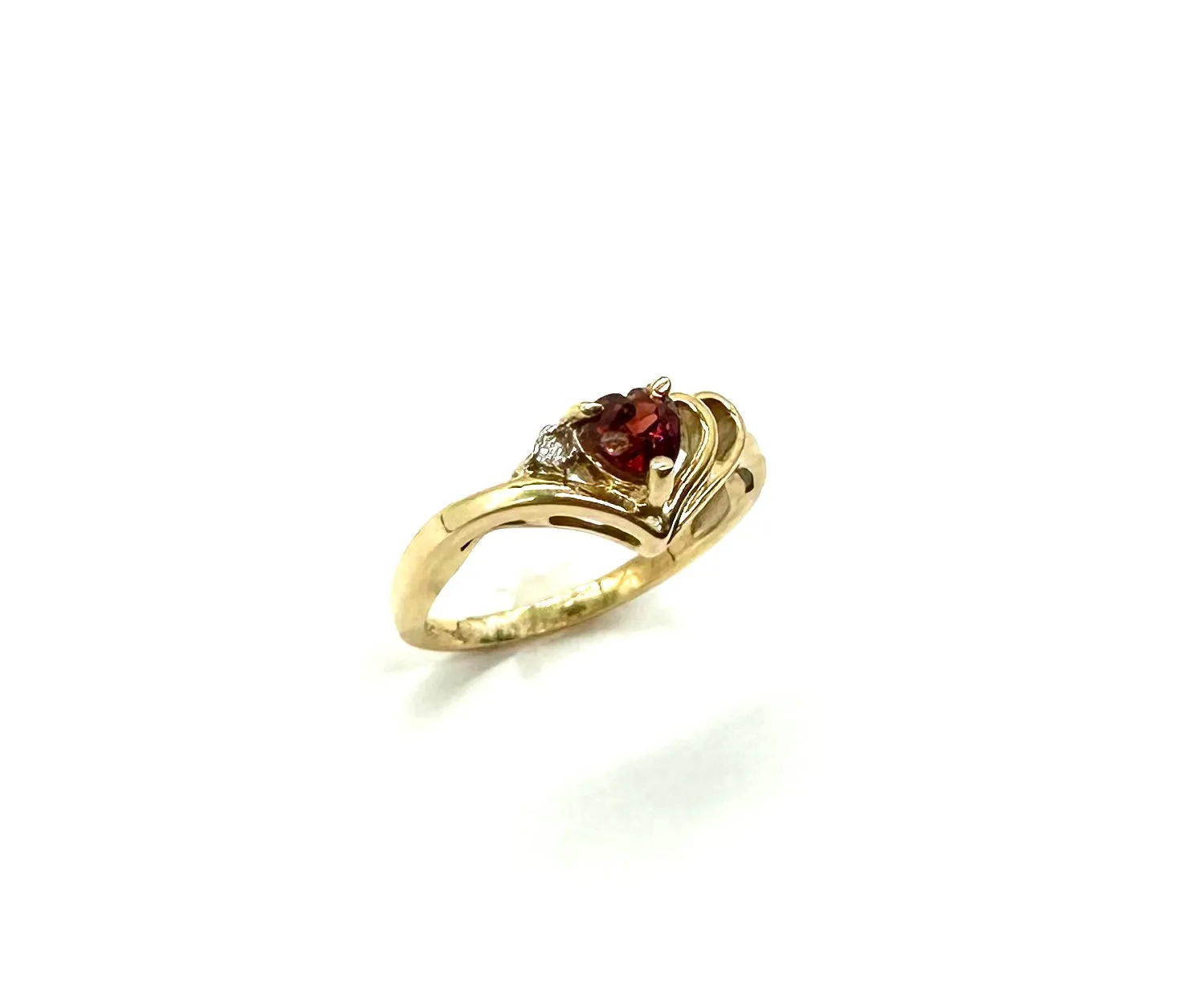 Heart Shaped Garnet and Diamond Accent Ring