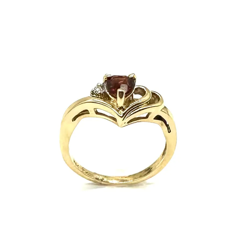 Heart Shaped Garnet and Diamond Accent Ring