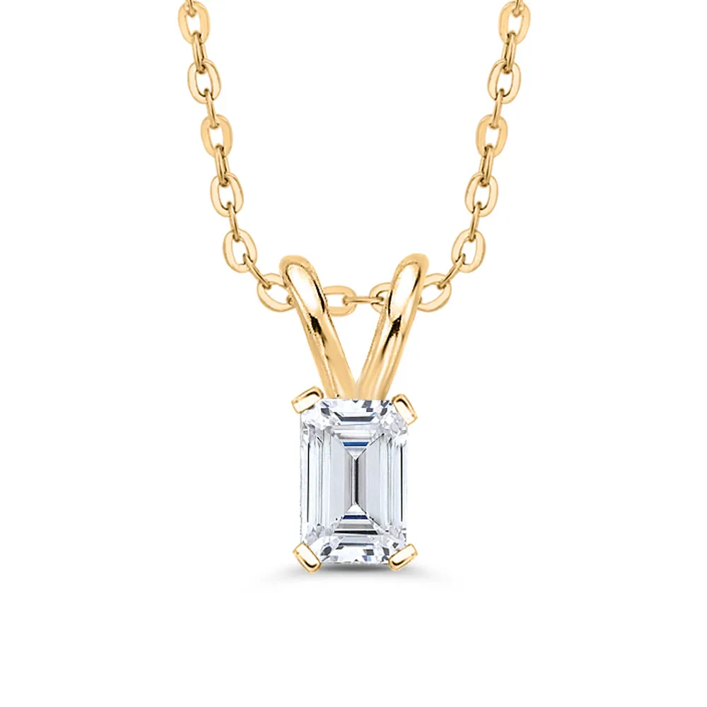 IGI Certified 1.52 ct. G - VS1 Emerald Cut Lab Grown Diamond Solitaire Pendant Necklace in 14K Gold