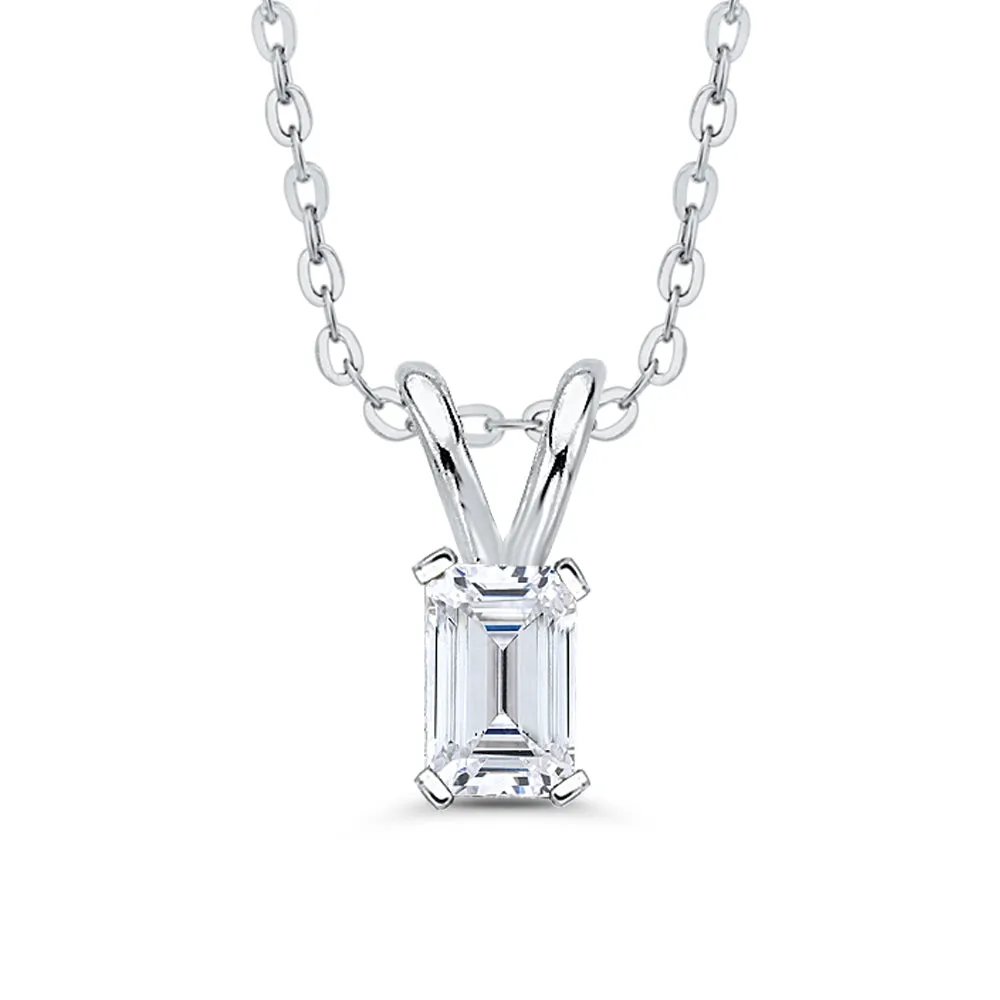 IGI Certified 1.52 ct. G - VS1 Emerald Cut Lab Grown Diamond Solitaire Pendant Necklace in 14K Gold