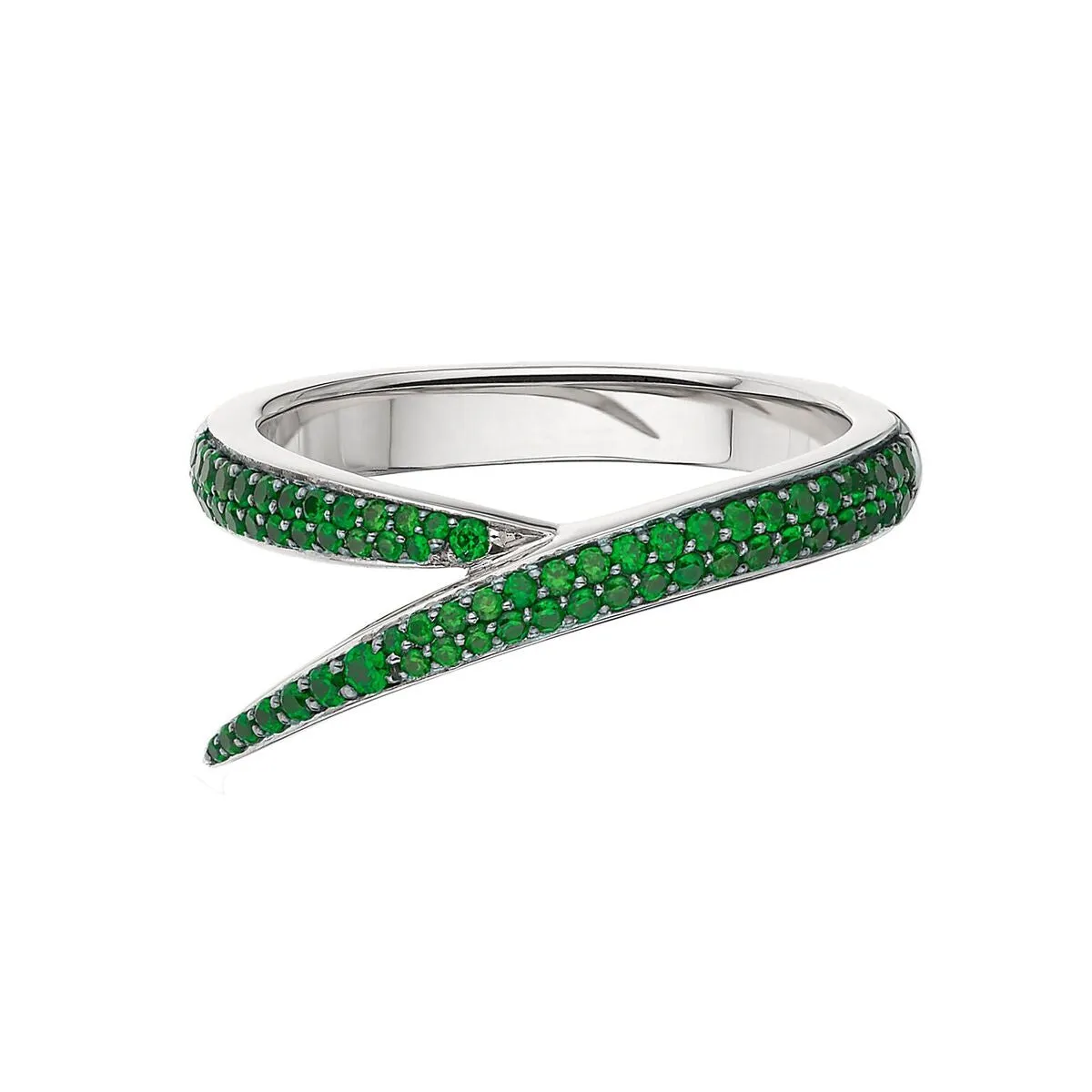 Interlocking Stacked Ring - 18ct White Gold & Black, White Diamond and Tsavorite