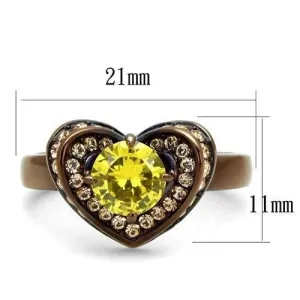 IP Coffee light Stainless Steel Ring with AAA Grade CZ in Topaz for Women Style TK2762