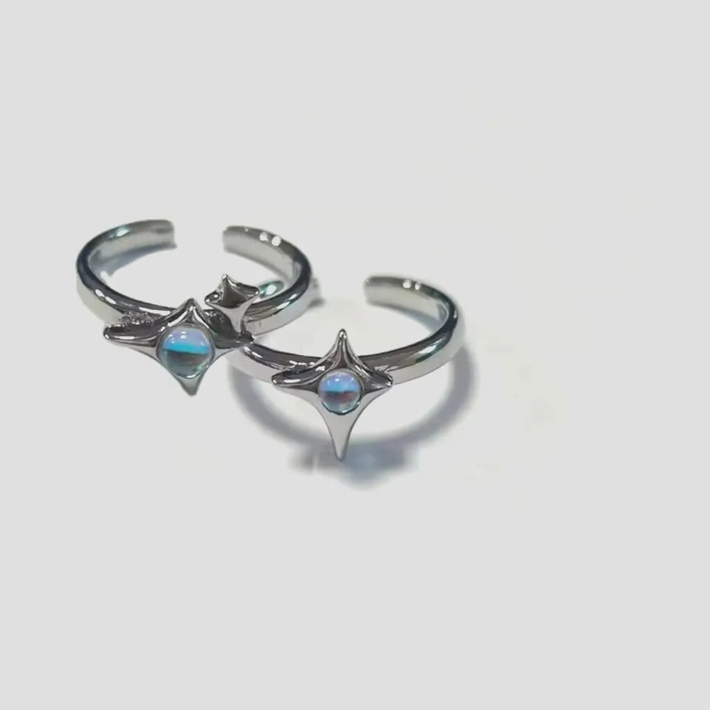 Irregular Cross Star Moonstone Ring Collection