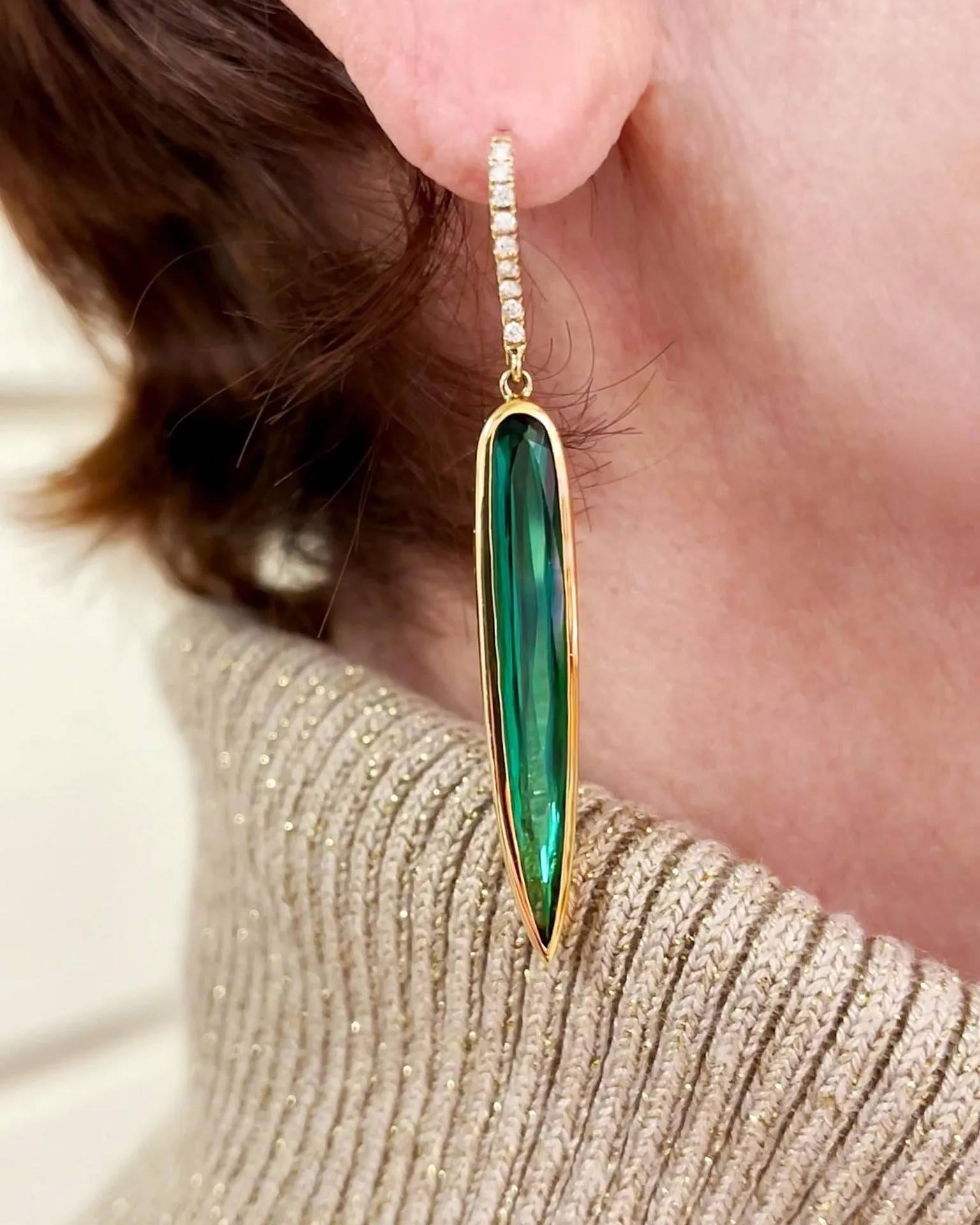 Kimberly Collins Green Tourmaline "Spike" Dangle