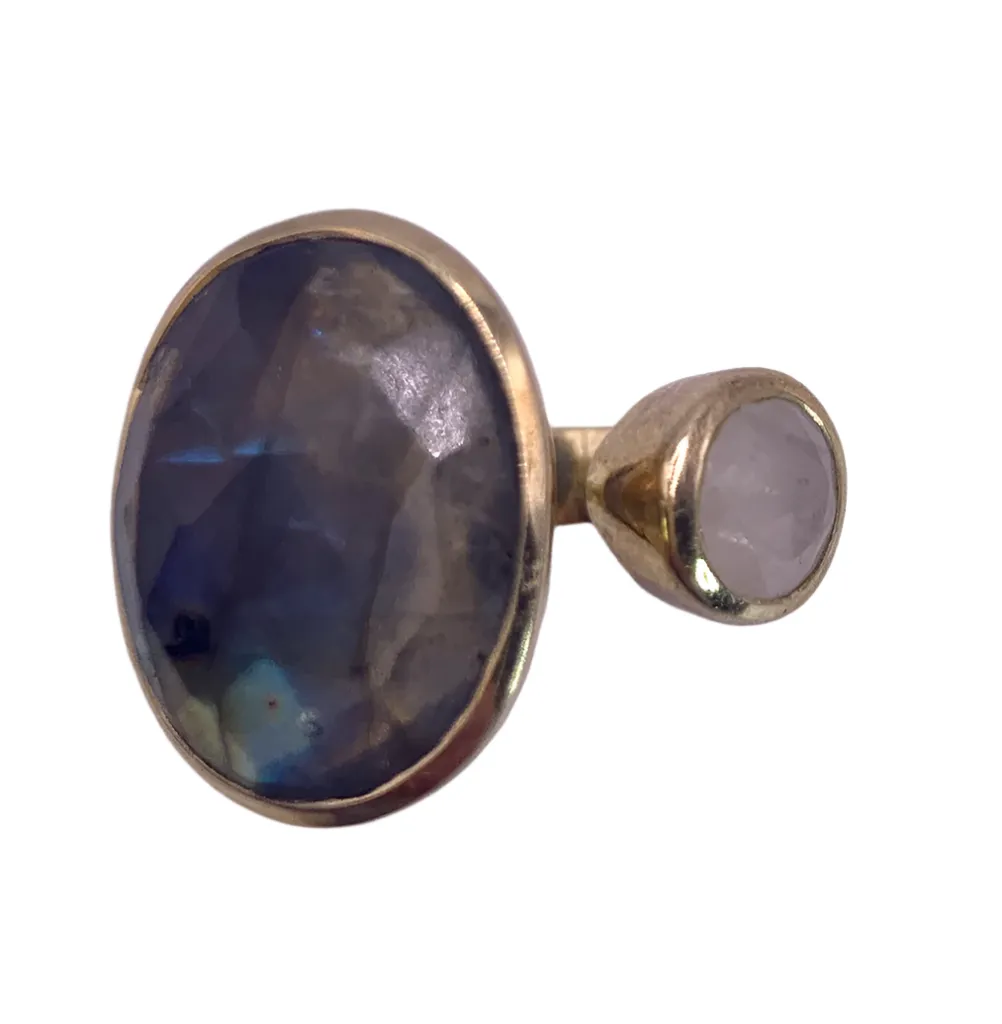 Labradorite and Moonstone Adjustable Ring