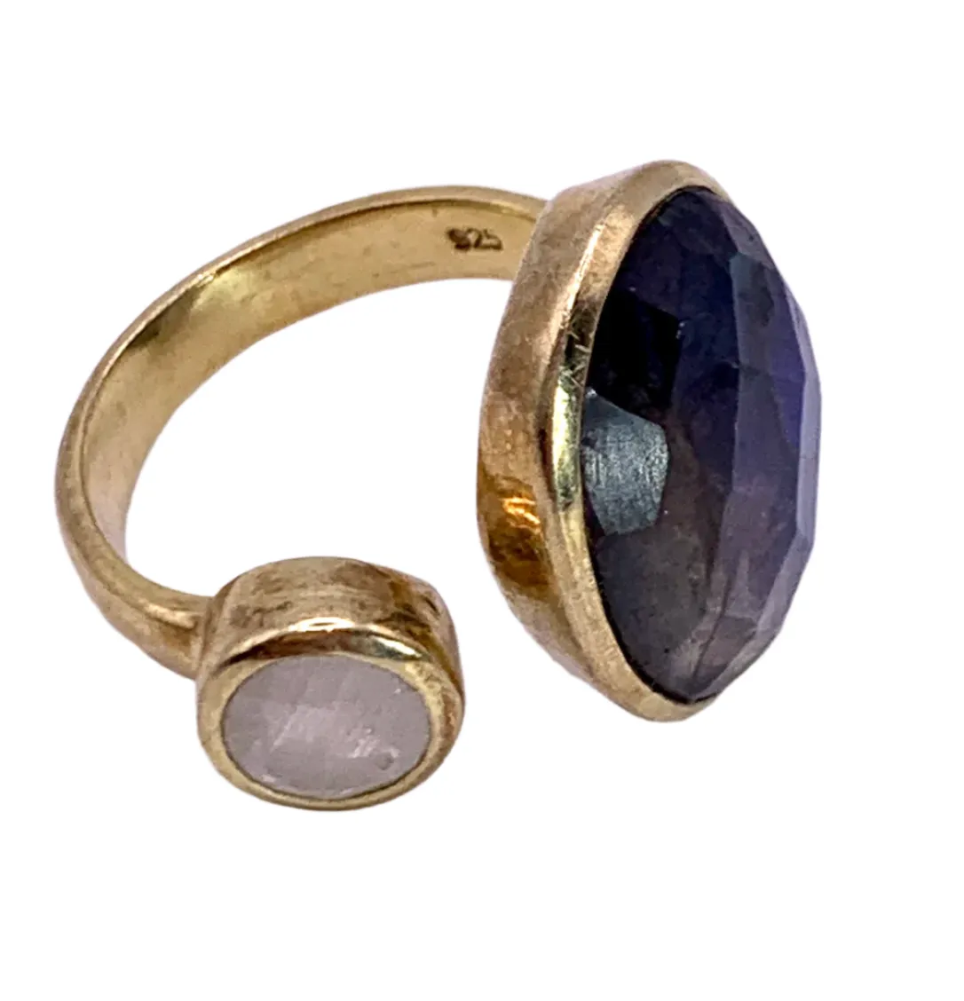 Labradorite and Moonstone Adjustable Ring