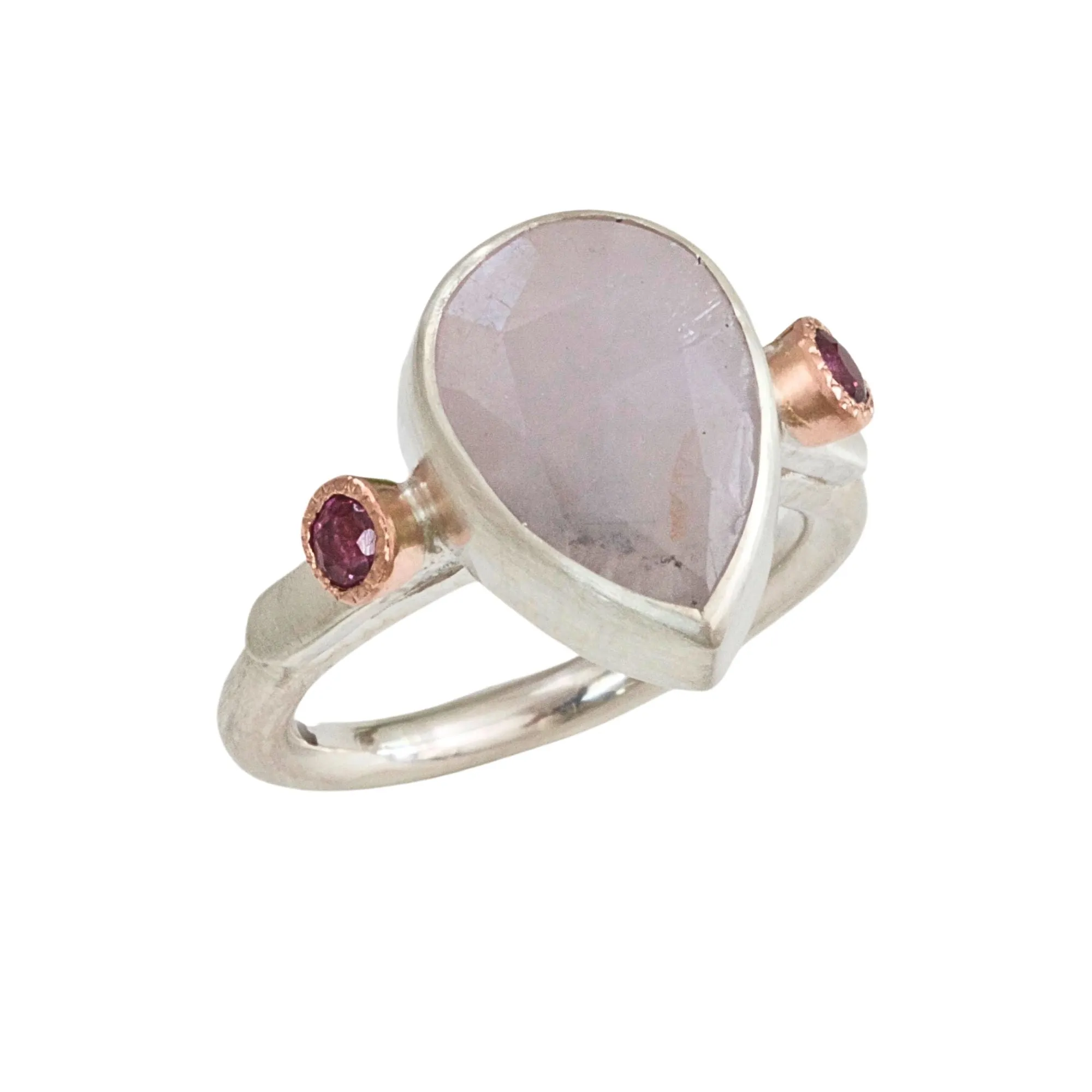 Lilac Grey Sapphire and Ruby Statement Ring