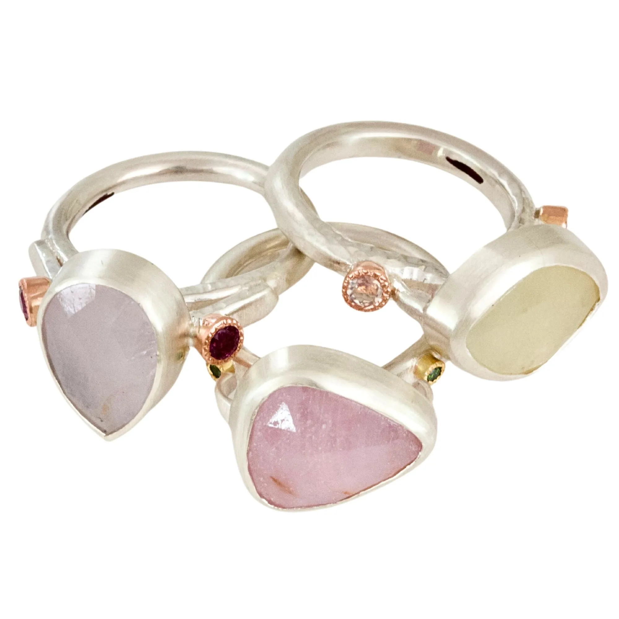 Lilac Grey Sapphire and Ruby Statement Ring