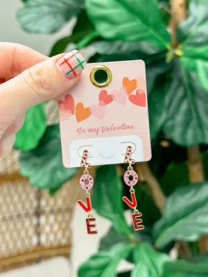 'LOVE' Linked Enamel Dangle Earrings