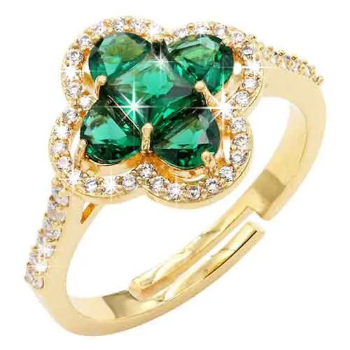 Lucky Girl Gold Plated Clover Ring - Gold