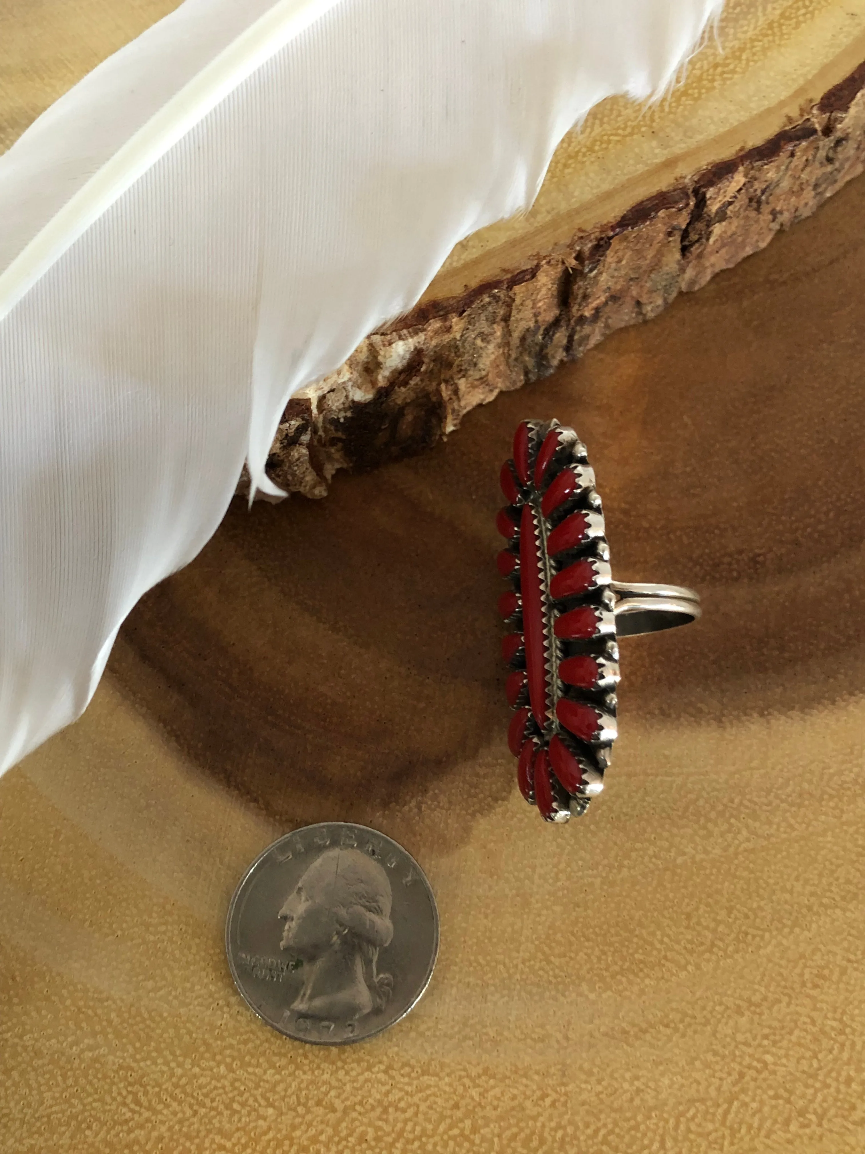 MEAN REDS Silver & Red Howlite Navajo Ring | Size 6