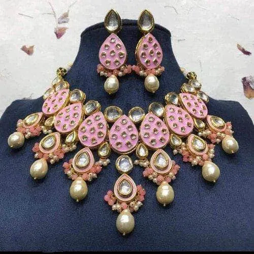 Meena Kundan Drop Necklace