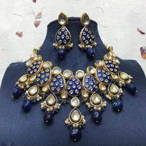 Meena Kundan Drop Necklace