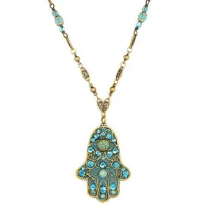 Michal Golan Light Blue Hamsa Necklace