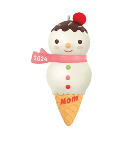 Mom Snowman Ice Cream Cone 2024 Ornament