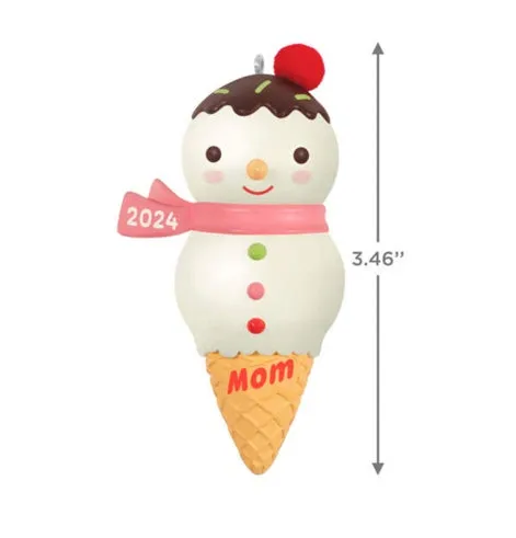 Mom Snowman Ice Cream Cone 2024 Ornament