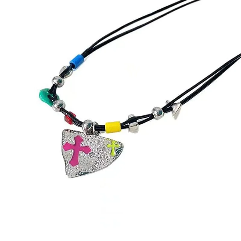 Multicolor pendant beaded necklace