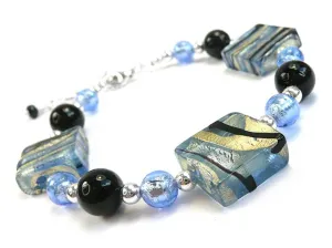 Murano Glass Bracelet - Sapphire Black