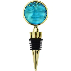 Mystic Goddess Seaview Moon Bottle Stopper(Goldtone/Mystic Blue Sphinx)