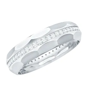 Natural Diamond Wide Eternity Band Ring with Textured