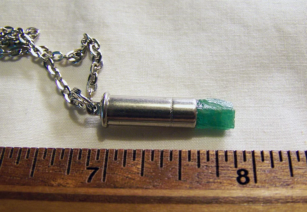 Natural Green Emerald Raw Gemstone Bullet Pendant