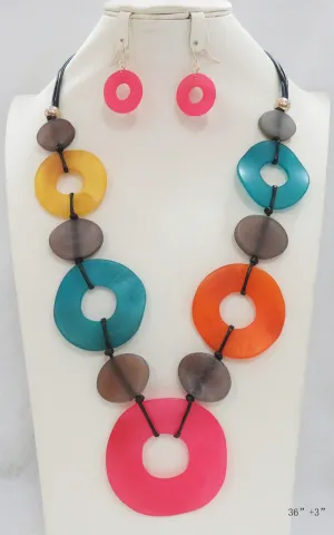 NE-230 Multi Color Circles on Leather Set