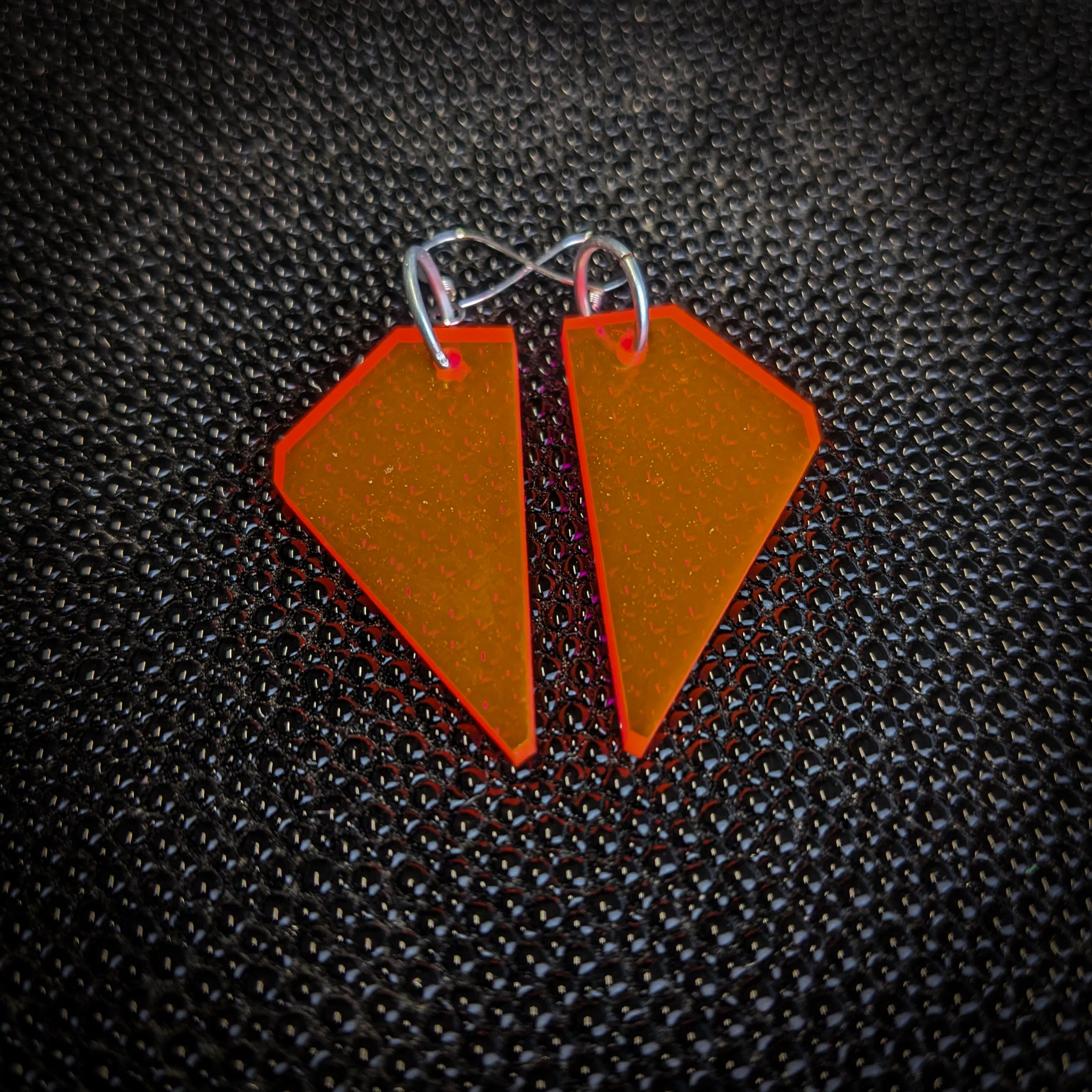 Neon Orange Wing Dangle Earrings