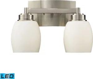 Northport 2 Light Led Vanity In Satin Nickel and Opal White Glass