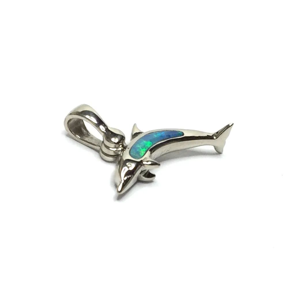 Opal Pendant Inlaid Realistic Dolphin Sea Life Design