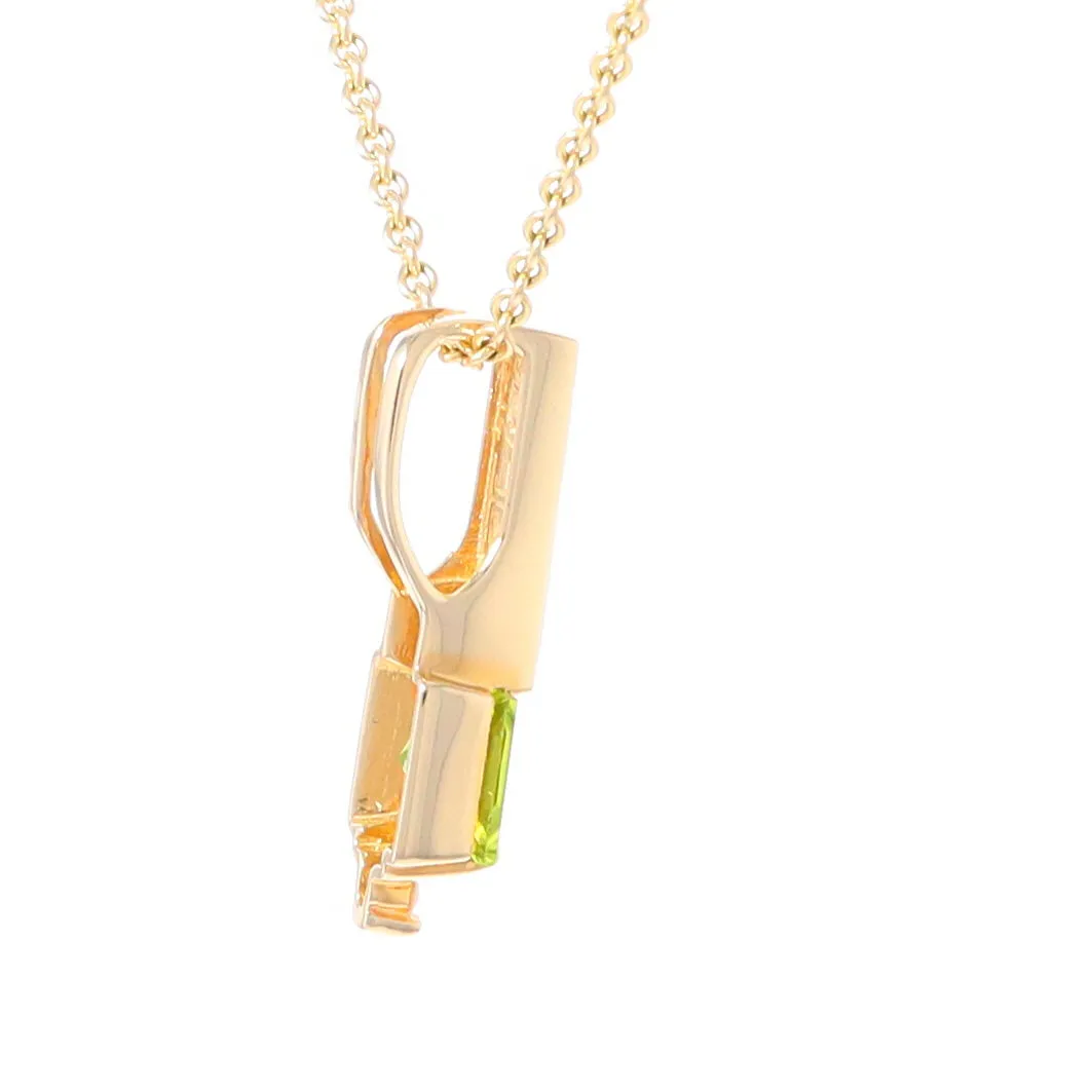 Opal Pendant Rectangle Inlaid with Peridot and .03ctw Round Diamond