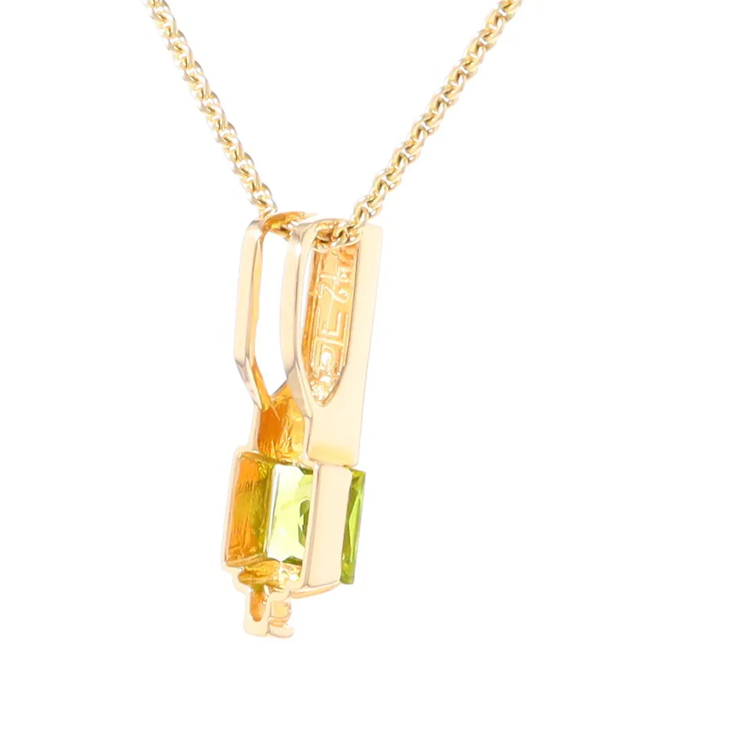 Opal Pendant Rectangle Inlaid with Peridot and .03ctw Round Diamond